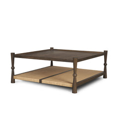 Bondi Dark Brown 42" Wood with Paper Rope Shelf Square Coffee Table - Ornate Home