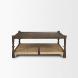 Bondi Dark Brown 42" Wood with Paper Rope Shelf Square Coffee Table - Ornate Home