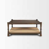 Bondi Dark Brown 42" Wood with Paper Rope Shelf Square Coffee Table - Ornate Home