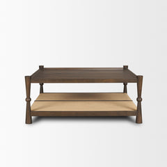 Bondi Dark Brown 42" Wood with Paper Rope Shelf Square Coffee Table - Ornate Home