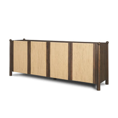 Bondi Dark Brown 85" Wood with Paper Rope 4 Door Closed Sideboard - Ornate Home