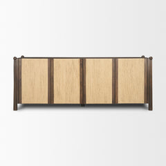 Bondi Dark Brown 85" Wood with Paper Rope 4 Door Closed Sideboard - Ornate Home