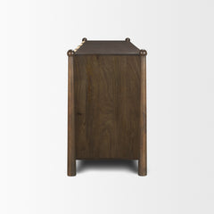 Bondi Dark Brown 85" Wood with Paper Rope 4 Door Closed Sideboard - Ornate Home