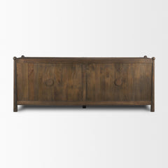 Bondi Dark Brown 85" Wood with Paper Rope 4 Door Closed Sideboard - Ornate Home