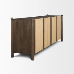 Bondi Dark Brown 85" Wood with Paper Rope 4 Door Closed Sideboard - Ornate Home