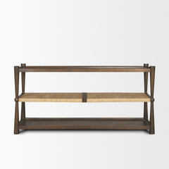Bondi Dark Brown Wood with Paper Rope Shelf Console Table