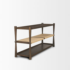 Bondi Dark Brown Wood with Paper Rope Shelf Console Table
