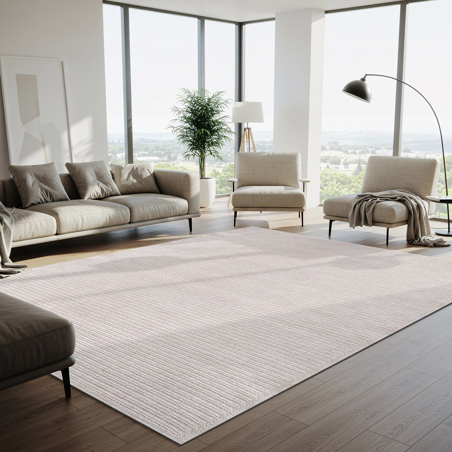 Royce Bone Jute-Look Area Rug | Minimalist Modern Style