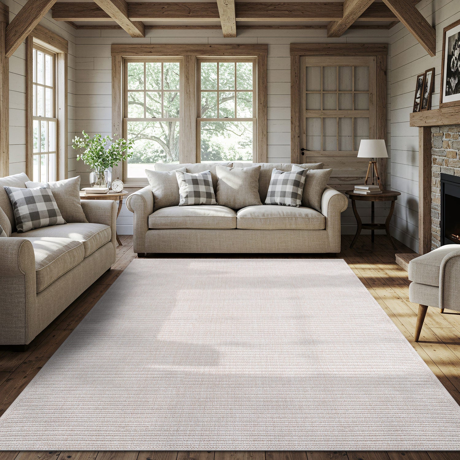 Royce Bone Jute-Look Area Rug | Minimalist Modern Style
