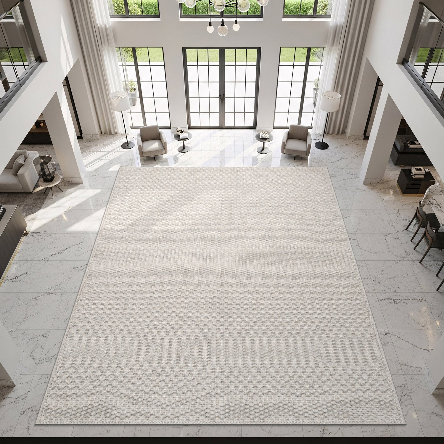 Woolen Bone Jute-Look Area Rug | Bright & Washable