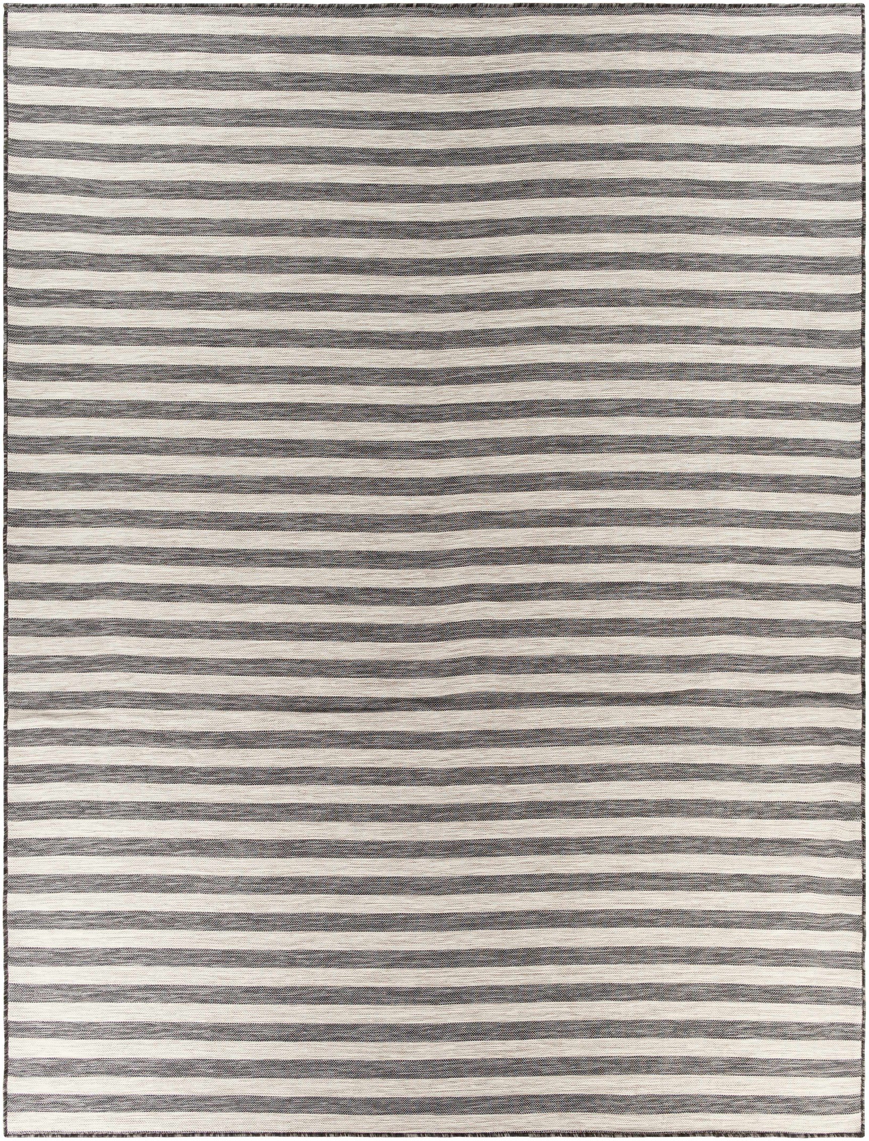 Bongaree Black&Gray Striped Flatweave Outdoor Carpet - Clearance - Ornate Home
