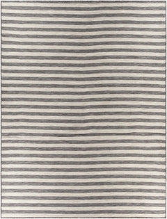 Bongaree Black&Gray Striped Flatweave Outdoor Carpet - Clearance - Ornate Home