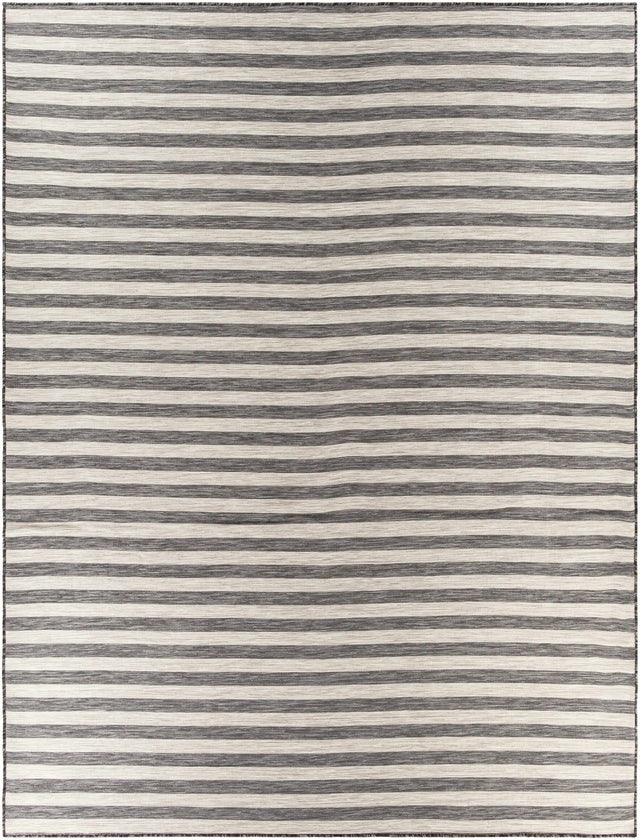 Bongaree Black&Gray Striped Flatweave Outdoor Carpet - Clearance - Ornate Home