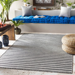 Bongaree Black&Gray Striped Flatweave Outdoor Carpet - Clearance - Ornate Home