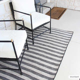 Bongaree Black&Gray Striped Flatweave Outdoor Carpet - Clearance - Ornate Home