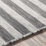 Bongaree Black&Gray Striped Flatweave Outdoor Carpet - Clearance - Ornate Home