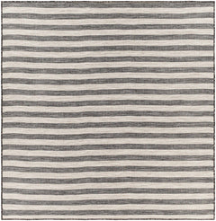 Bongaree Black&Gray Striped Flatweave Outdoor Carpet - Clearance - Ornate Home