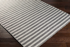 Bongaree Black&Gray Striped Flatweave Outdoor Carpet - Clearance - Ornate Home