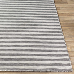 Bongaree Black&Gray Striped Flatweave Outdoor Carpet - Clearance - Ornate Home