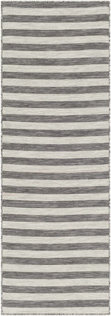 Bongaree Black&Gray Striped Flatweave Outdoor Carpet - Clearance - Ornate Home