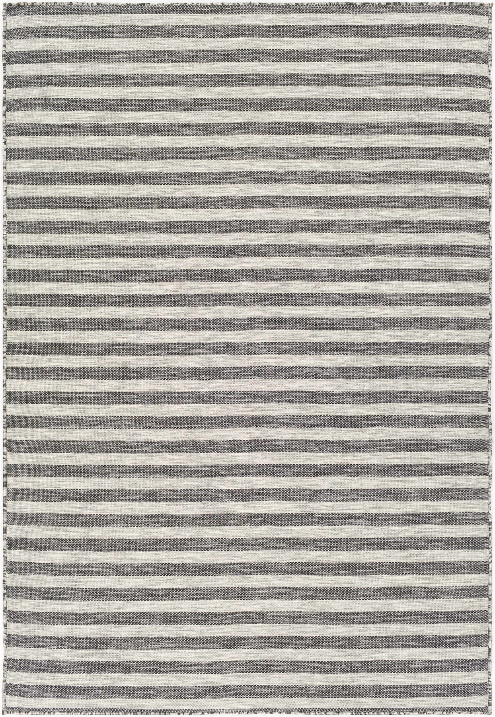 Bongaree Black&Gray Striped Flatweave Outdoor Carpet - Clearance - Ornate Home
