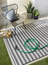 Bongaree Black&Gray Striped Flatweave Outdoor Carpet - Clearance - Ornate Home