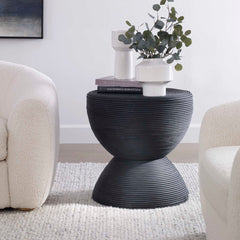 Bongo Black Rattan Side Table - Ornate Home