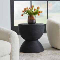 Bongo Black Rattan Side Table - Ornate Home