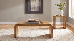Booker Natural 2-Piece Mango Wood Coffee And End Table Set - Ornate Home