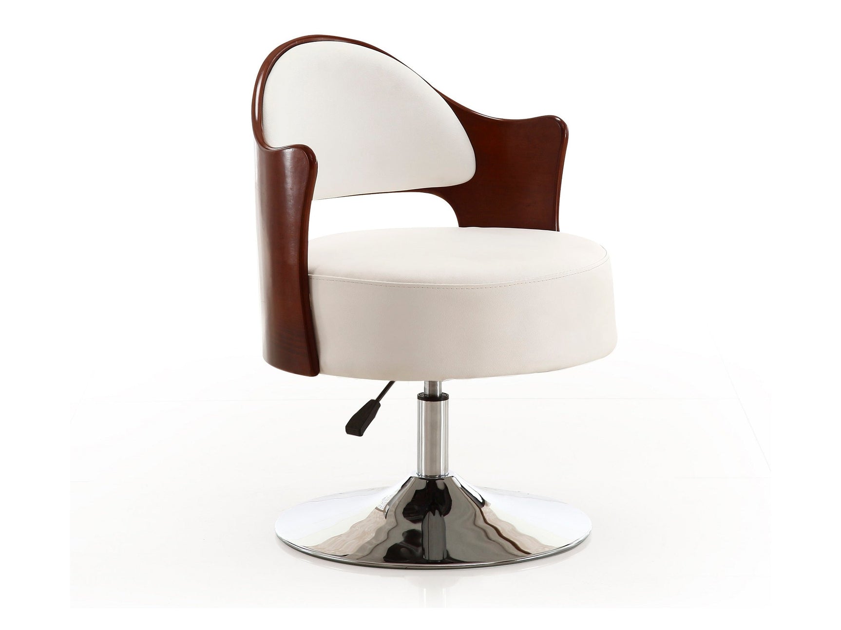 Bopper Adjustable Height Swivel Accent Chair in White and Polished Chrome - Ornate Home