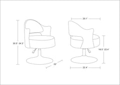Bopper Adjustable Height Swivel Accent Chair in White and Polished Chrome - Ornate Home
