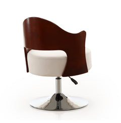Bopper Adjustable Height Swivel Accent Chair in White and Polished Chrome - Ornate Home