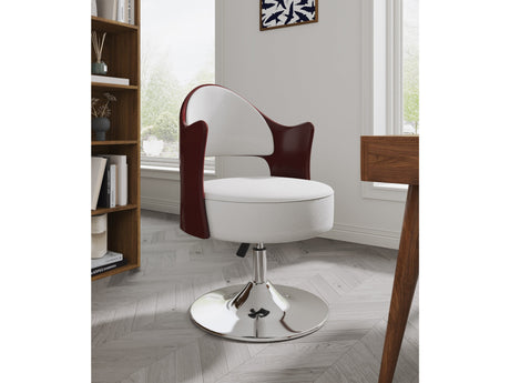 Bopper Adjustable Height Swivel Accent Chair in White and Polished Chrome (set of 2) - Ornate Home
