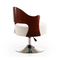 Bopper Adjustable Height Swivel Accent Chair in White and Polished Chrome (set of 2) - Ornate Home