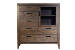 Boracay Five Drawer One Door Walnut Sweater Chest in Wild Oats Brown - Ornate Home