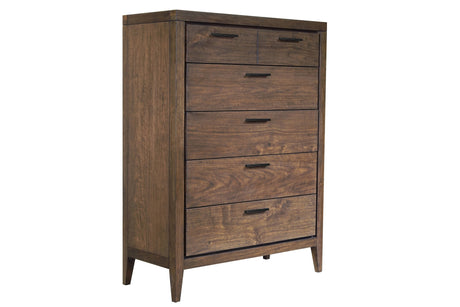 Boracay Five Drawer Walnut Chest in Wild Oats Brown - Ornate Home