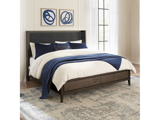 Boracay Upholstered Queen Wingback Storage Bed in Wild Oats Brown - Ornate Home