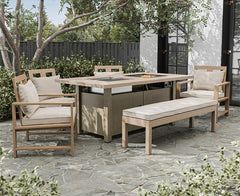 Bordeaux Natural/Beige Outdoor Bench - Ornate Home