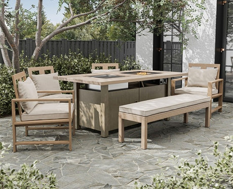 Bordeaux Natural/Beige Outdoor Bench - Ornate Home