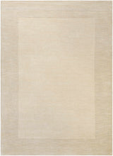 Bordered Solid Beige Cream Wool Rug - Ornate Home