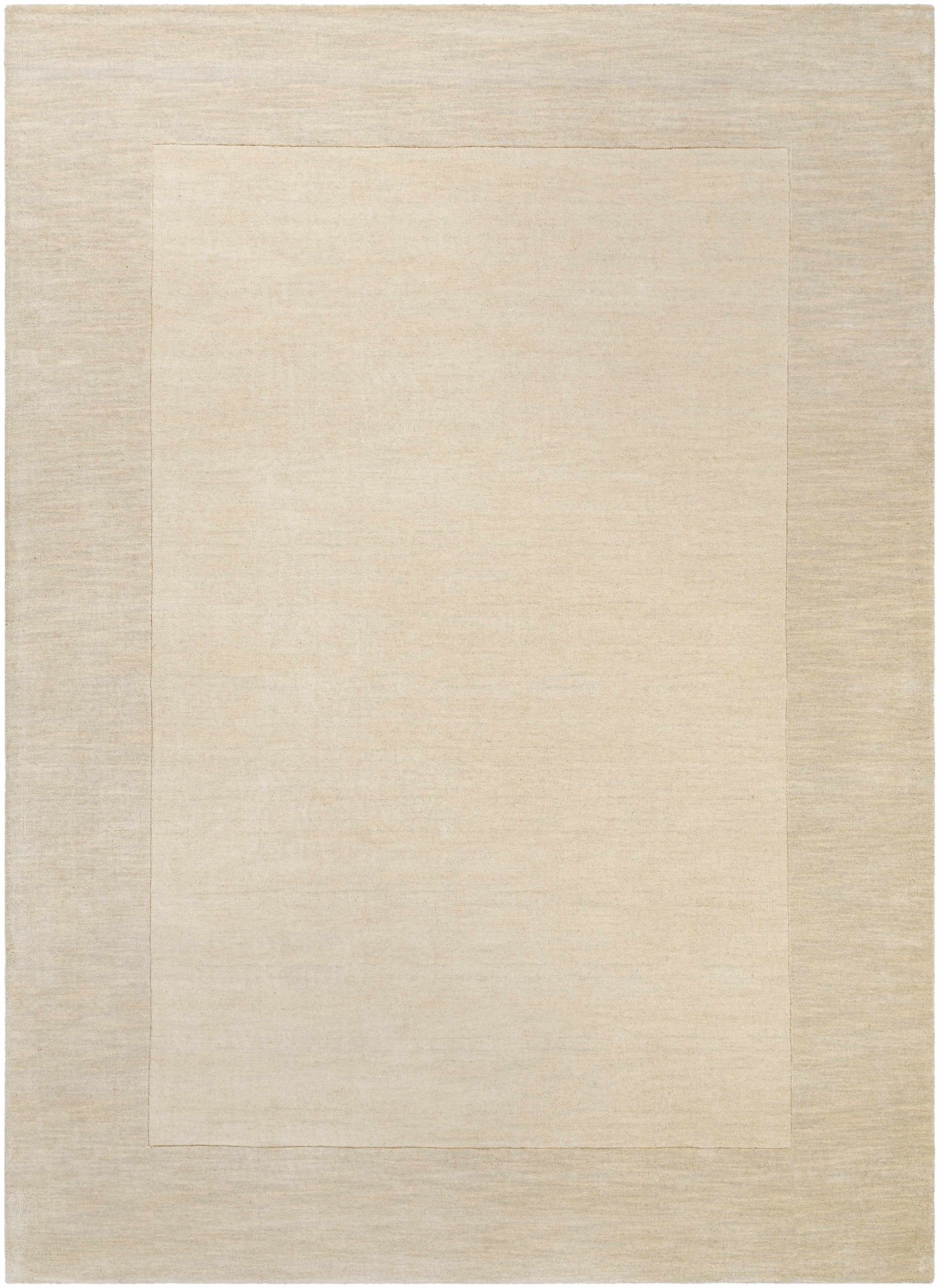 Bordered Solid Beige Cream Wool Rug - Ornate Home