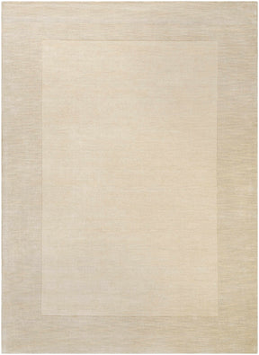 Bordered Solid Beige Cream Wool Rug - Ornate Home