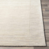 Bordered Solid Beige Cream Wool Rug - Ornate Home