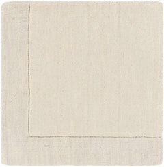Bordered Solid Beige Cream Wool Rug - Ornate Home