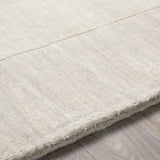 Bordered Solid Beige Cream Wool Rug - Ornate Home