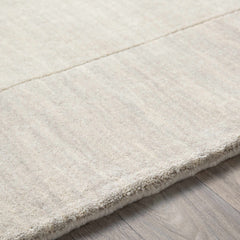 Bordered Solid Beige Cream Wool Rug - Ornate Home