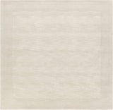 Bordered Solid Beige Cream Wool Rug - Ornate Home