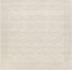 Bordered Solid Beige Cream Wool Rug - Ornate Home