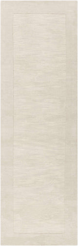 Bordered Solid Beige Cream Wool Rug - Ornate Home