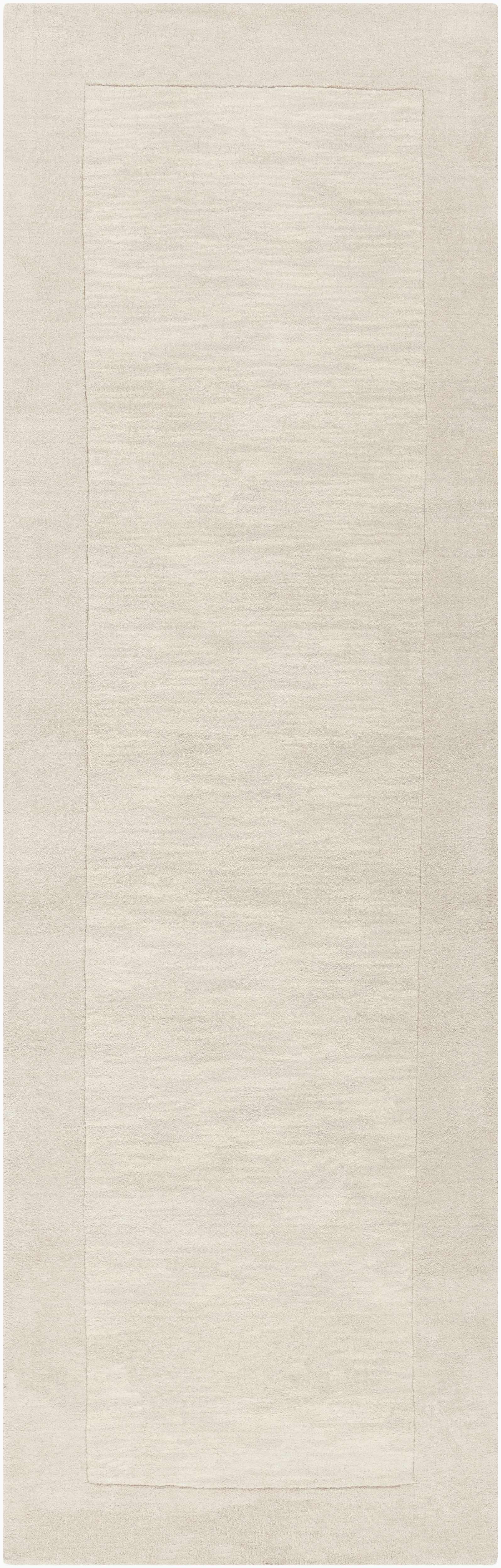 Bordered Solid Beige Cream Wool Rug - Ornate Home